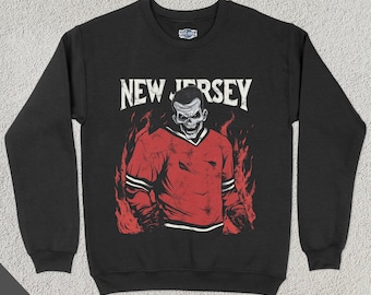 New Jersey Hockey Crewneck, Retro Team Sports Sweatshirt, US Sports Clothing, Hockey Fan Gift, Hockey Lover Apparel, Vintage Hockey Merch