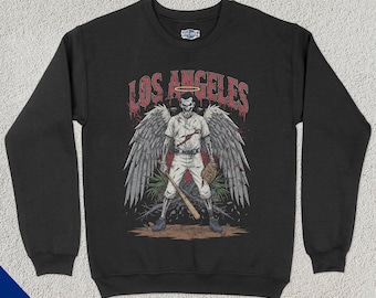 Los Angeles 2 Baseball Crewneck, LA Baseball Sweatshirt, Sports Clothing, Baseball Fan Gift, Baseball Lover, Vintage Baseball, Angel