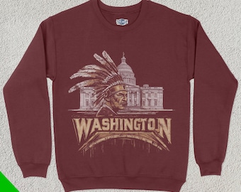 Vintage Washington Football Crewneck, American Sports Sweatshirt, US Sports Clothing, Football Fan Gift, Football Lover, Retro Red