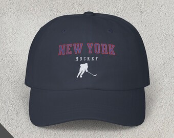Gorra clásica bordada de hockey de Nueva York: ropa para fanáticos de los deportes, gorra de béisbol retro, gorra vintage, equipo de hockey, regalo para amantes del hockey