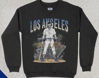 Sudadera con cuello redondo de béisbol Los Angeles v2, sudadera de béisbol de Los Ángeles, ropa deportiva, regalo para fanáticos del béisbol, amantes del béisbol, béisbol vintage, Dodge