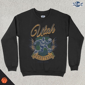 Vintage Utah Basketball Crewneck, American Sports Sweatshirt, US Sports Clothing, Basketball Fan Gift, Basketball Varsity Apparel