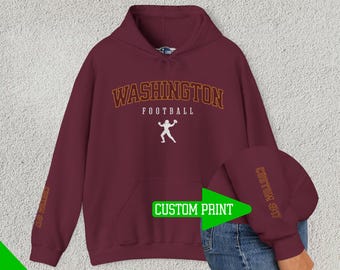 Sweat à capuche personnalisé Washington Football, pull de style vintage, sweat à capuche Washington Commander, cadeau pour les fans de football du dimanche, Washington DC, personnalisé