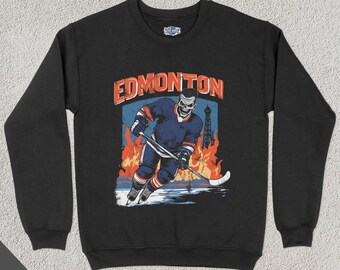 Edmonton Hockey Crewneck, Edmonton Oiler Sports Sweatshirt, Ice Hockey Clothing, Hockey Fan Gift, Hockey Lover, Vintage, Edmonton Alberta