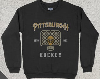 Sudadera vintage de hockey de Pittsburgh, sudadera deportiva americana, ropa deportiva, regalo para aficionados al hockey, ropa de hockey, suéter vintage, pingüino