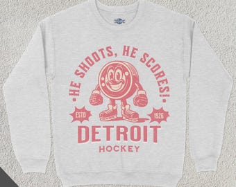 Retro Detroit Hockey Sweatshirt, Vintage 70s Mascot Crewneck, Sports Sweater, Hockey Fan Gift, Hockey Lover Apparel, 80s Red Wing Merch