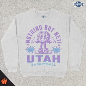 Retro Utah Basketball Sweatshirt, Vintage 70s Maskotka, Sweter sportowy, Prezent dla fana koszykówki, Odzież koszykarska, Towary jazzowe z lat 80.