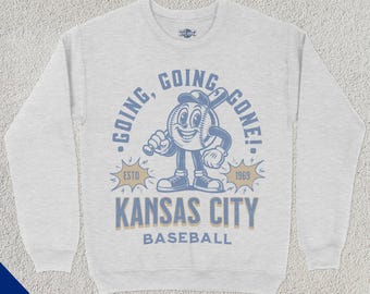 Felpa retrò da baseball Kansas City, girocollo mascotte vintage anni '70, maglione sportivo, regalo per i fan del baseball, amante del baseball, Royal Merch anni '80