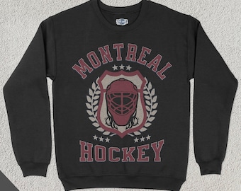 Montreal Damen Hockey Crewneck, Damen Sport Sweatshirt, weibliche Sportbekleidung, Hockey-Fan-Geschenk, Hockey-Liebhaber-Kleidung, Vintager Pullover