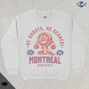 Retro Montreal Hockey Sweatshirt, Vintage 70s Mascot Crewneck, Sports Sweater, Hockey Fan Gift, Hockey Lover Apparel, 80s Canadien Merch