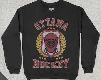 Ottawa Damen Hockey Crewneck, Damen Sport Sweatshirt, Weibliche Sportbekleidung, Hockey Fan Geschenk, Hockey Liebhaber Bekleidung, Vintage Pullover