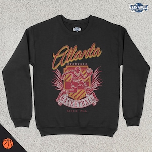 Vintage Atlanta Basketball Crewneck, American Sports Sweatshirt, US Sports Clothing, Basketball Fan Gift, Basketball Varsity Apparel, Hawk