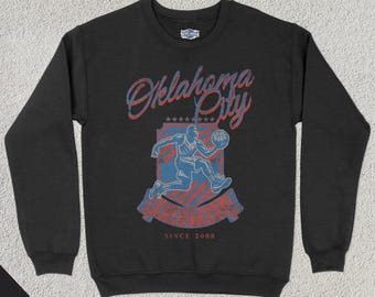 Vintage Oklahoma City Basketball Crewneck, American Sports Sweatshirt, US Sports Clothing, Basketball Fan Gift, Basketball Varsity Apparel