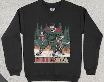 Minnesota Hockey Crewneck, Wild Sports Sweatshirt, Ice Hockey Clothing, Hockey Fan Gift, Hockey Lover, Vintage, Minneapolis Minnesota
