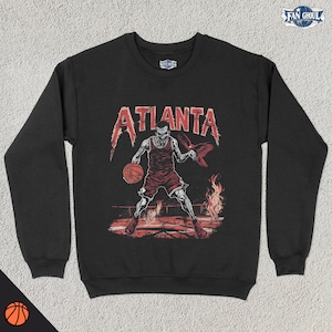 Atlanta Basketball Crewneck, American Sports Sweatshirt, US Sports Clothing, Basketball Fan Gift, Basketball Apparel, Vintage Sweater, Hawk