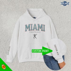 Custom Miami Football Hoodie, Vintage Style Sweater, Miami Dolphin Hoodie, Sunday Football Fan Gift, Miami Florida Apparel, Personalized