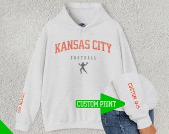 Custom Kansas City Football Hoodie, Vintage Style Sweater, Kansas City Chief Hoodie, Sunday Football Fan Gift, Kansas, Personalized