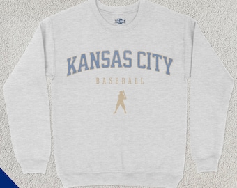 Kansas City Baseball Varsity Sweatshirt, Sports Crewneck, College Sweater, Baseball Fan Gift, Baseball Lover Apparel, Vintage Retro, Royal