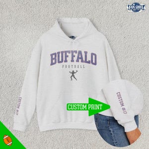 Custom Buffalo Football Hoodie, Vintage Style Sweater, Buffalo Bill Hoodie, Sunday Football Fan Gift, Buffalo New York Apparel, Personalized