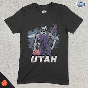 Koszulka do koszykówki Utah, koszulka American Team Sports, odzież sportowa US Sports, prezent dla fana koszykówki, odzież dla miłośników koszykówki, koszulka vintage ball, jazz