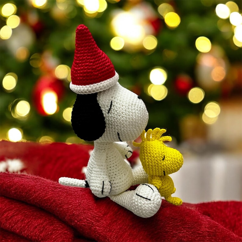 Conjunto de brinquedos veganos de crochê Snoopy e Woodstock em amigurumi: imagem 10