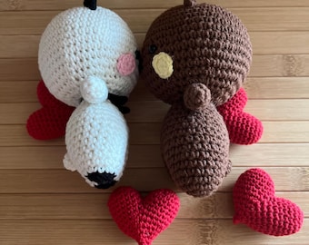 Bubu and Dudu Crochet Panda and Bear Plush: Amigurumi Valentine's Gift, Special Gift