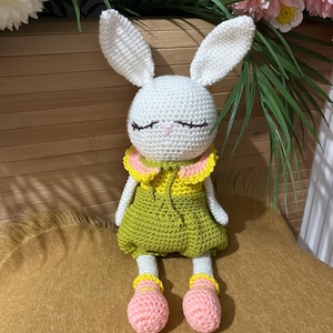 Crochet Bunny Amigurumi: Vegan Knit Rabbit, Newborn Baby Toy