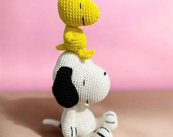 Crochet Snoopy & Woodstock Amigurumi: Handmade Vegan Toy Set