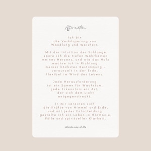 Affirmationskarte "Jahr der Holzschlange", Positive Affirmation Postkarte, Affirmation, Transformation & Neubeginn, Mondneujahr 2025