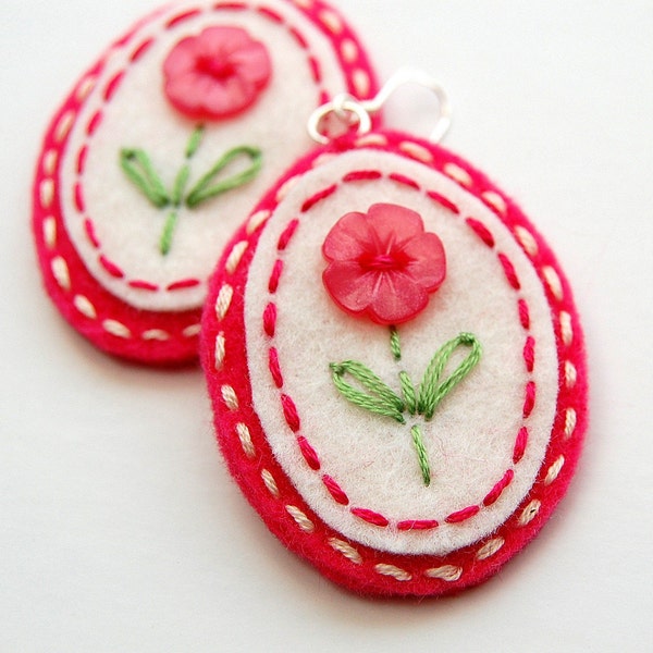 Hot Pink Bloom Portrait Earrings