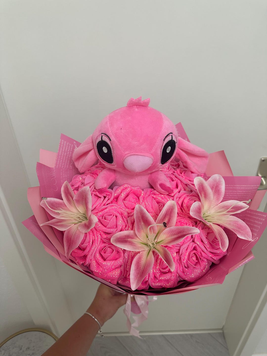 Stitch Eternal Roses Stitch - Plush Eternal Rose Bouquet. Lilies Eternal Bouquets Pink. Gift ...