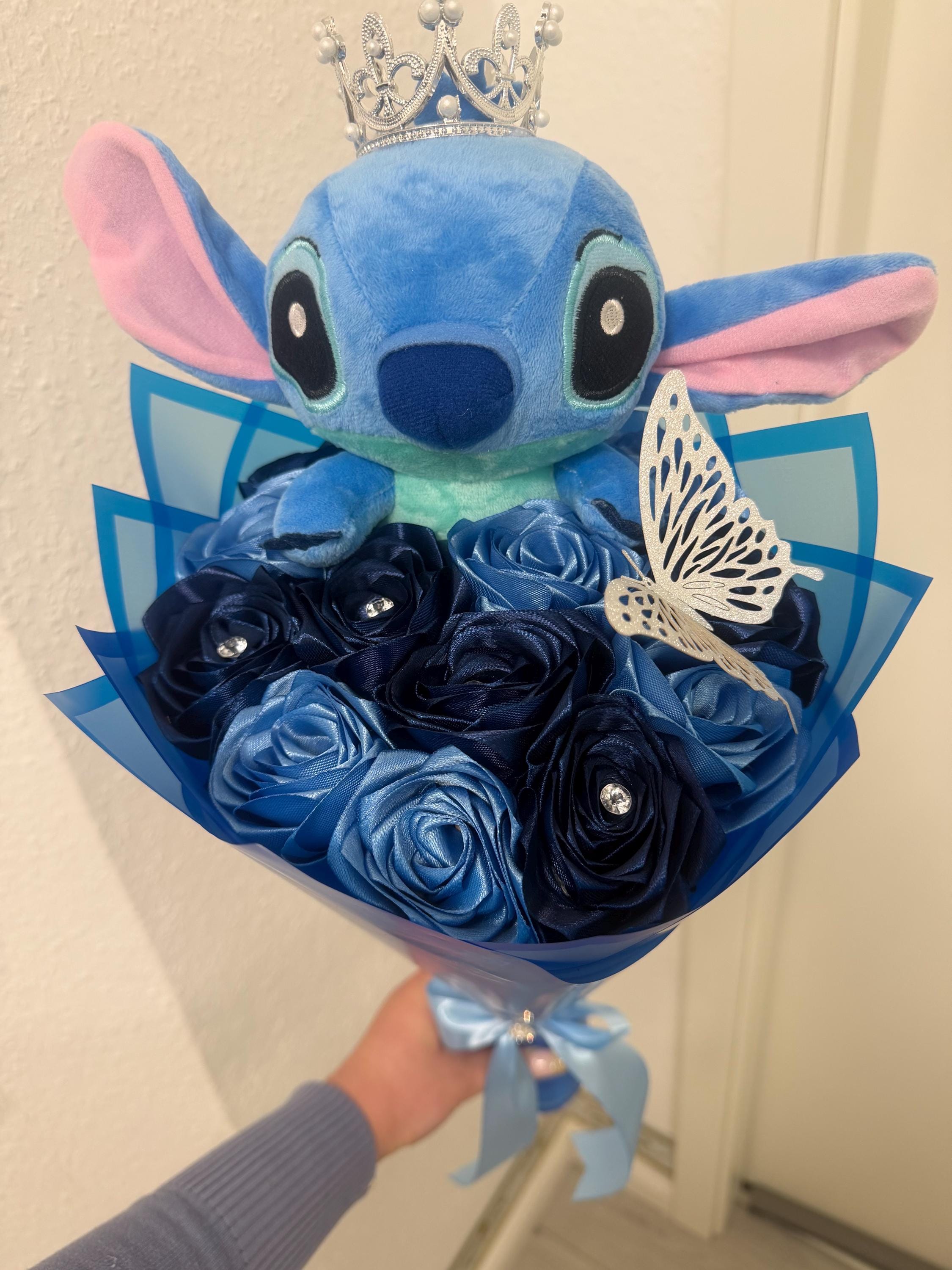 Stitch Eternal Roses Stitch Plush Eternal Rose Bouquet. Ramo Buchon. Blue Roses. Gift for ...