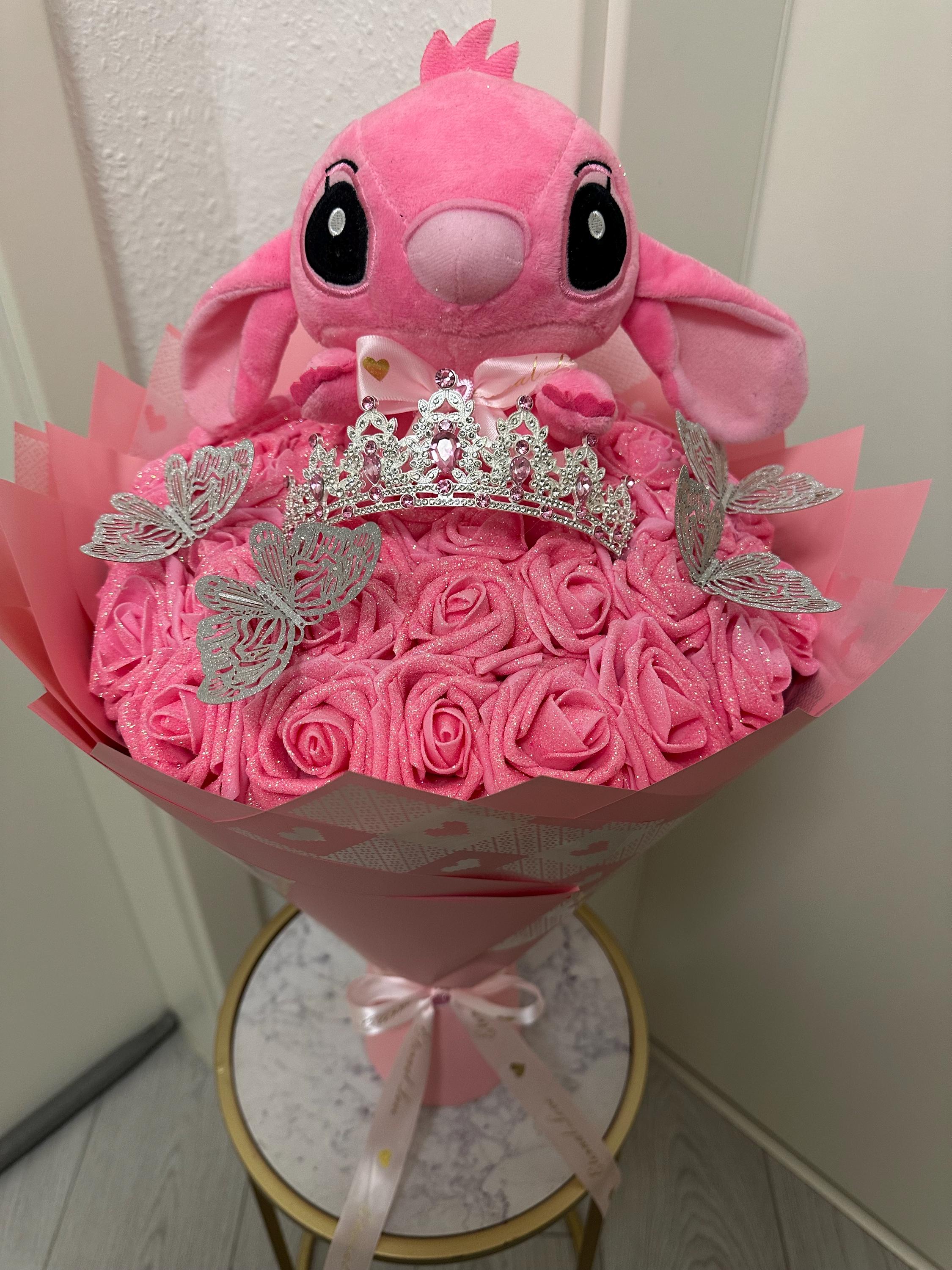 Stitch Eternal Roses Stitch - Plush - Eternal Rose Bouquet. Glitter Roses. Gift for Couples ...