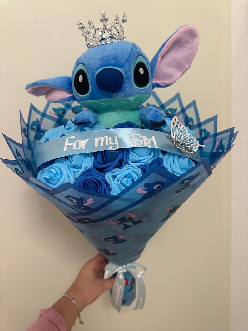 Stitch Eternal Roses Stitch Plush Eternal Rose Bouquet. Gift for Couples for Anniversaries ...