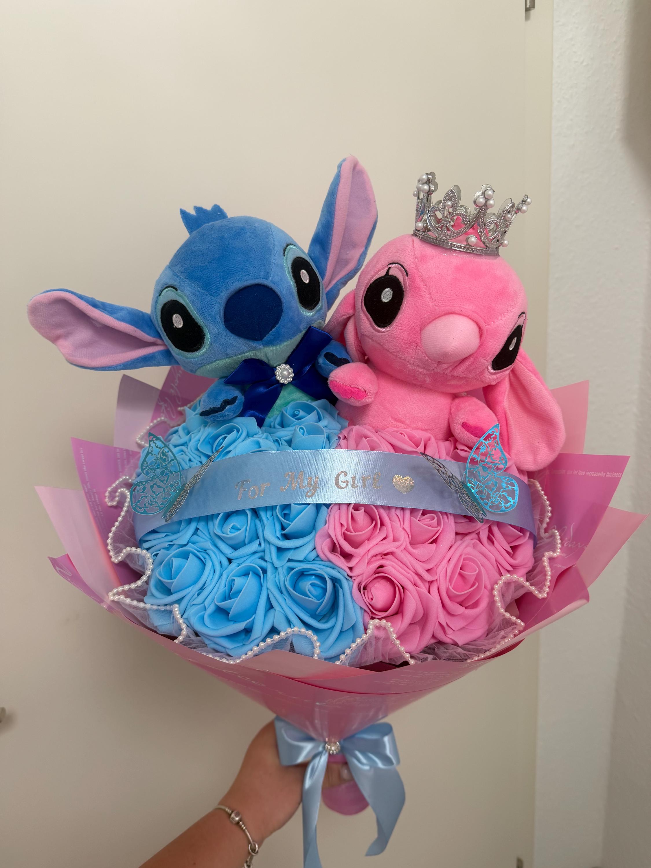 Stitch Eternal Roses Stitch Plush Eternal Rose Bouquet, Gift for Couples for Anniversary ...