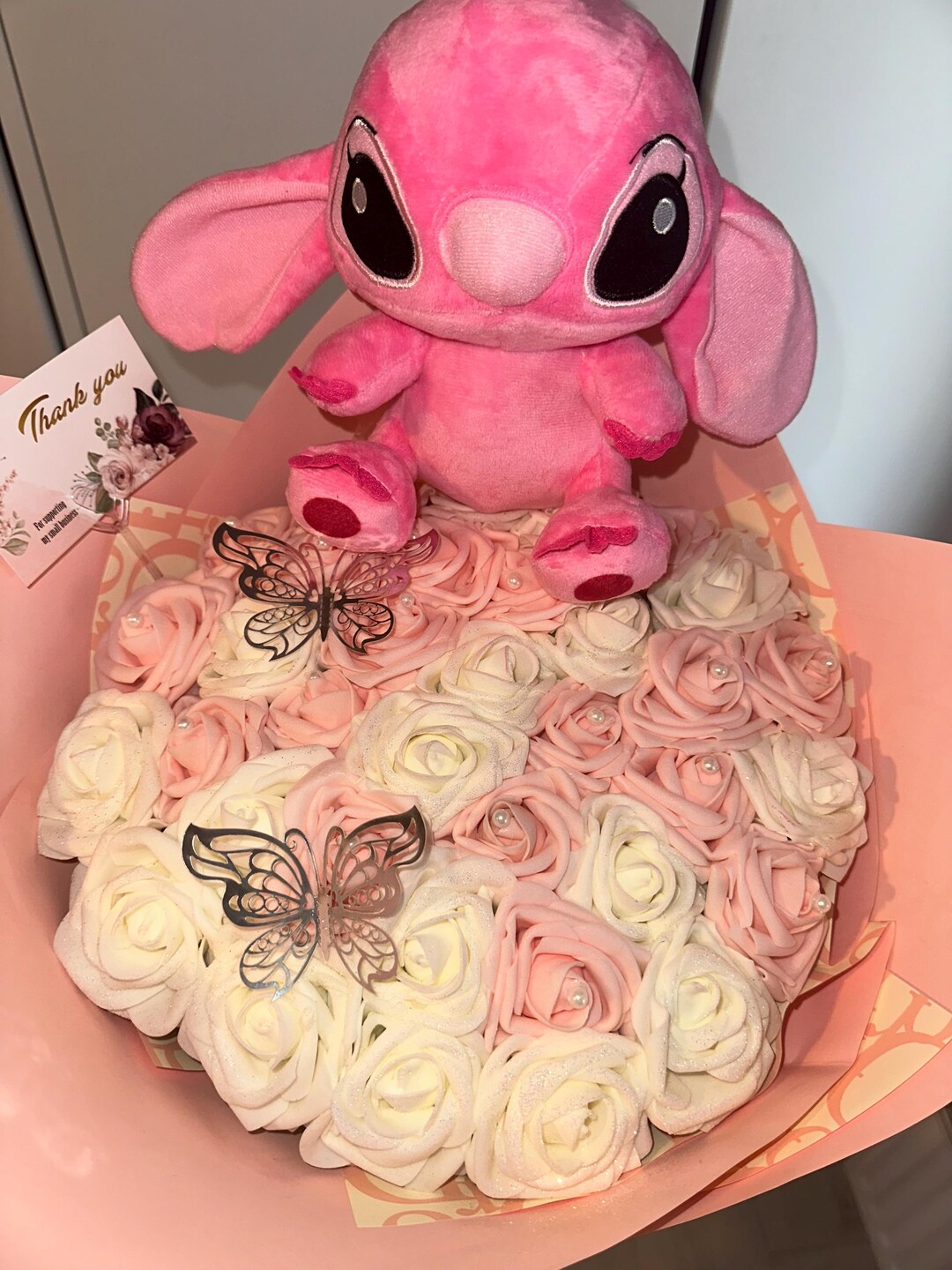 Stitch Eternal Roses Stitch Plush Eternal Rose Bouquet, Gift for Couples for Anniversary ...
