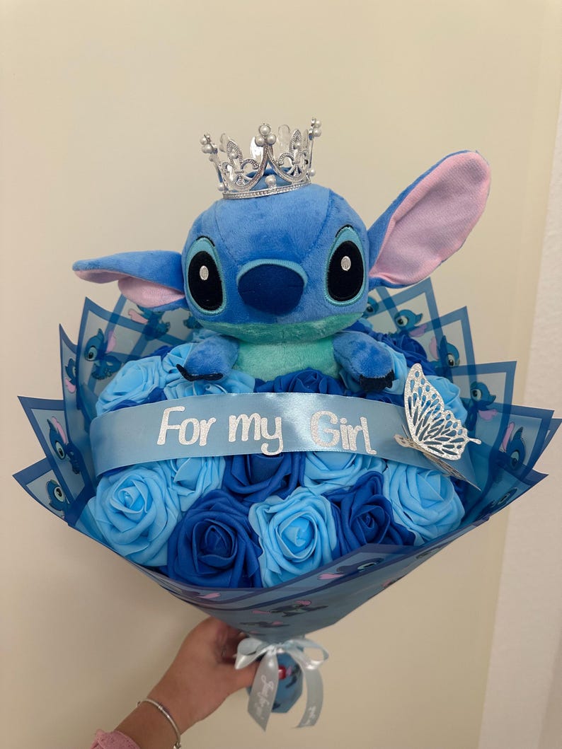 Stitch Eternal Roses Stitch Plush Eternal Rose Bouquet. Gift for Couples for Anniversaries ...