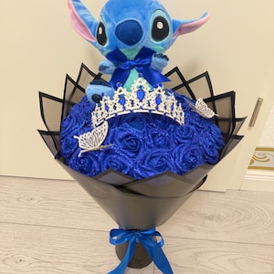 Stitch - Plush Eternal Rose Bouquet. Glitter Roses. Gift for couples for anniversaries, birthdays, and Valentine's Day. image 9