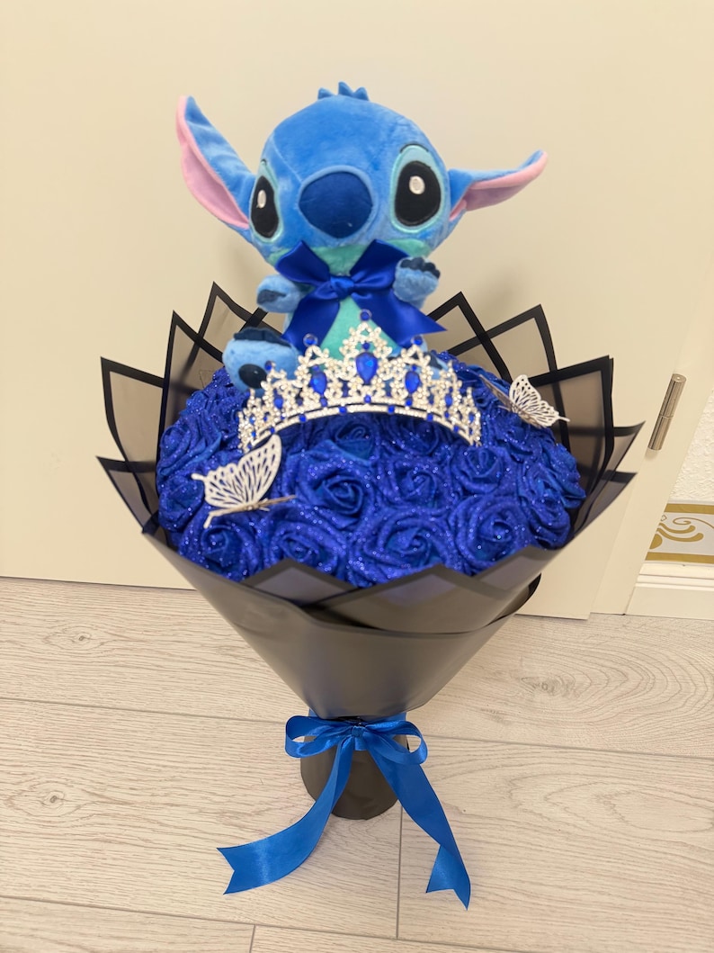 Stitch - Plush Eternal Rose Bouquet. Glitter Roses. Gift for couples for anniversaries, birthdays, and Valentine's Day. image 9