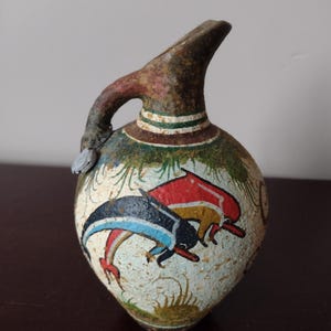 Hand Painted Ancient Dolphin Greek Vase Museum Copy