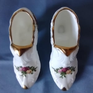 Pair of Royal Albert Country Roses Bone China Shoes