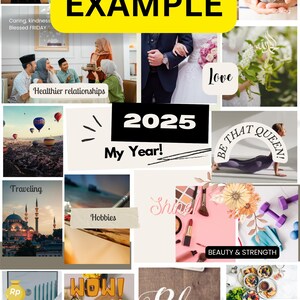 Digital Vision GOal Manifestation Board Vorlage - Poster + Mobile - Bearbeitbare Vorlage - Muslimische Vorlage