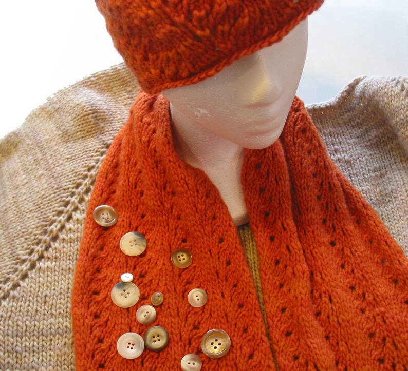 Satomi sweater, hat and scarf pattern set image 1