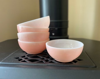 Vintage Fire King 5" Serving, Soup, Chili or Ice Cream Bowls.  1950's Oven Ware.  Made in the USA.  1.5 cup serving.  Retro Pink or Rose.