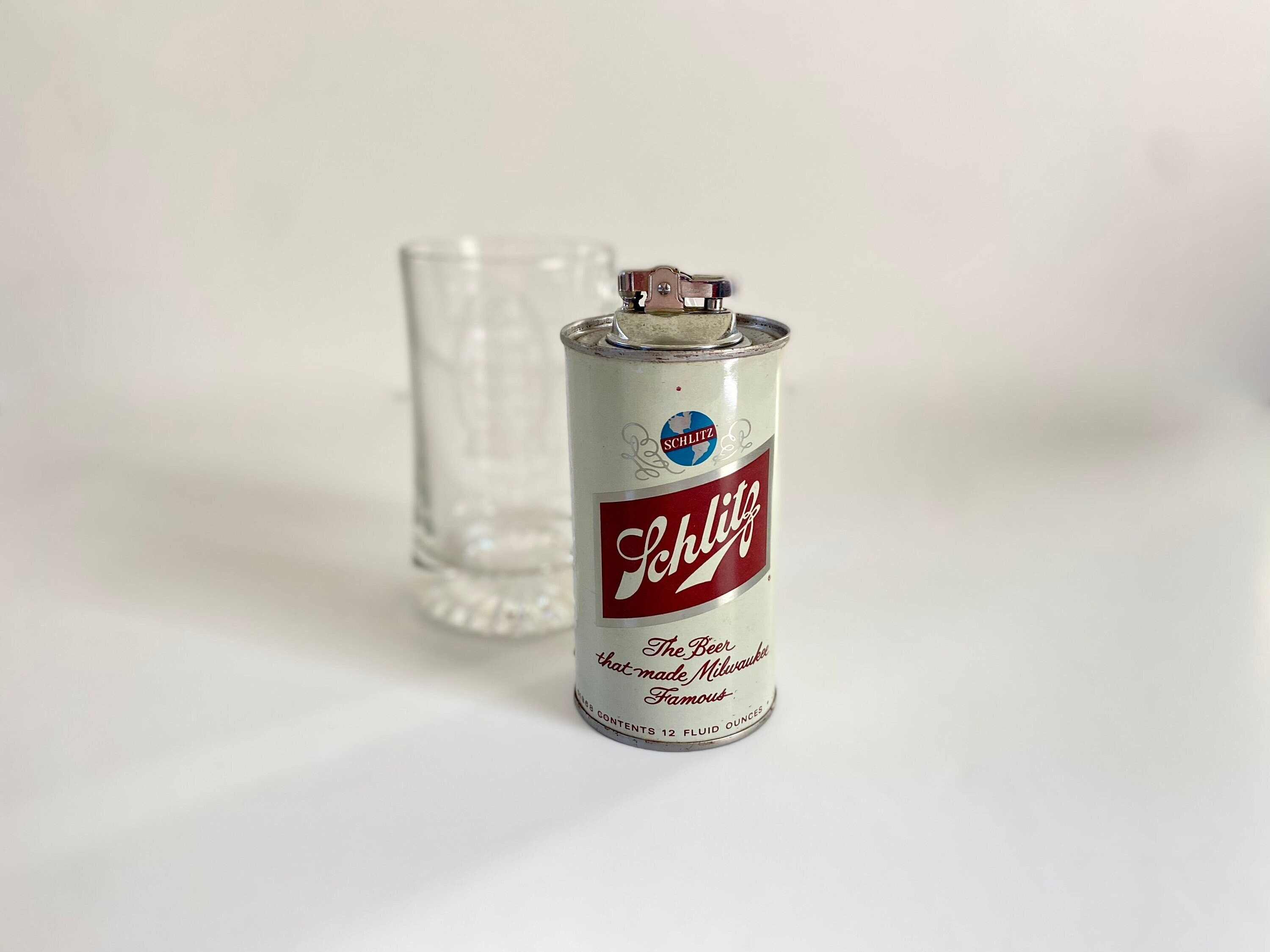 Schlitz Beer Can Lighter. Vintage Metal Beer Can Table Lighter