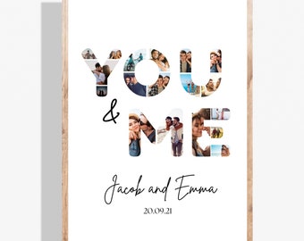 Personalised Photo Collage Print, Anniversary Gift, You & Me (Digital, Editable Canva Template)