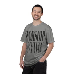 Worship Anyway T-shirt | Distressed Christian Tee Granite