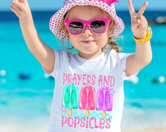 Prayers and Popsicles Toddler Tee | Religious Kids Summer Shirt