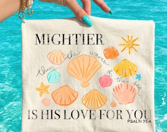 Seashells and Starfish Illustration T-Shirt | 'Mightier Is This Love For You' Psalm 93