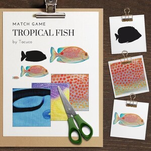 Jogo de Combinar Peixes Tropicais para Imprimir | Jogo da Memória do Oceano para Crianças | Atividade Pré-escolar sobre Vida Marinha | Tema Oceano para Educação Domiciliar para Baixar
